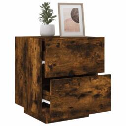 Berkfield Home Decorative Bedside Cabinet with LED Lights Smoked Oak Engineered Wood in Brown - thumbnail 5