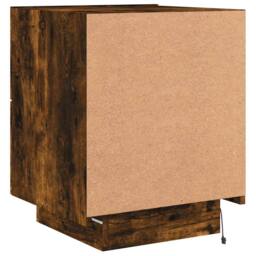 Berkfield Home Decorative Bedside Cabinet with LED Lights Smoked Oak Engineered Wood in Brown - thumbnail 9