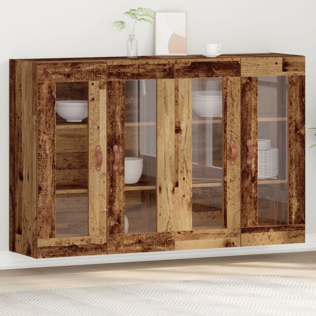 Berkfield Home Wall Mounted Cabinets 2 pcs Old Wood 69.5x34x90 cm Engineered Wood in Brown - image 1