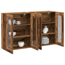 Berkfield Home Wall Mounted Cabinets 2 pcs Old Wood 69.5x34x90 cm Engineered Wood in Brown - thumbnail 3