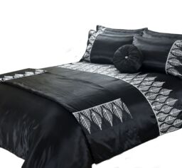 Snug City Duvet Cover & Pillowcase Set Black Silver Sequence Luxury Design - Size: Super King - thumbnail 2