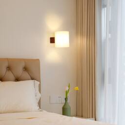COMELY 4W Vintage Wooden Wall Lights Indoor E27, Glass lamps, 3000K/4500K/6500K in Walnut - thumbnail 2