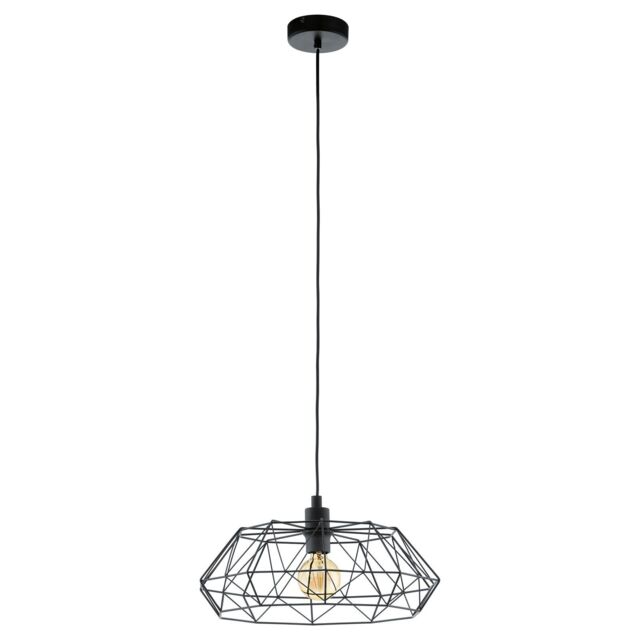 Loops Hanging Ceiling Pendant Light Black Cage Shade 1x 60W E27 Hallway Feature Lamp - image 1