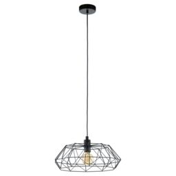 Loops Hanging Ceiling Pendant Light Black Cage Shade 1x 60W E27 Hallway Feature Lamp - thumbnail 1