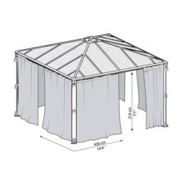 Palram Palermo Curtain Set Square Gazebo 4X (Gazebo Not Included) in Grey - thumbnail 5