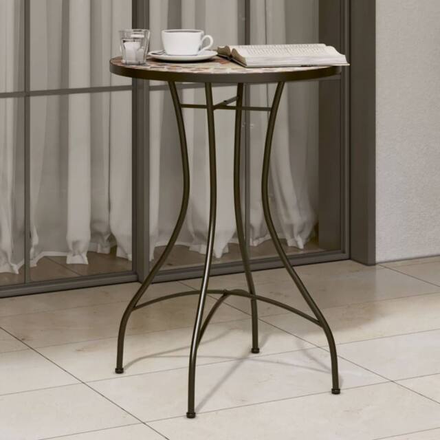 Berkfield Home Mosaic Bistro Table Terracotta & White √ò50x70 cm Ceramic in Orange - Size: 50x70 cm - image 1