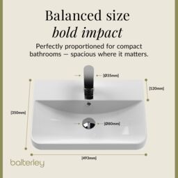 Balterley Modern Bathroom Floor Standing 2 Door Vanity Unit Basin, White, 505mm in White - thumbnail 6