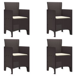 Berkfield Home 5 Piece Garden Dining Set with Cushions Brown Poly Rattan - thumbnail 5