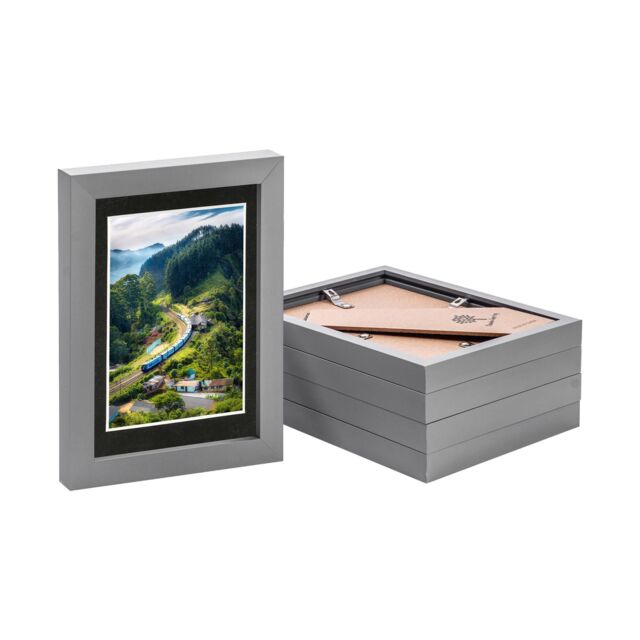 "Nicola Spring Photo Frames with 4"" x 6"" Mount - 5"" x 7"" - White Mount - Pack of 5 in Grey" - image 1