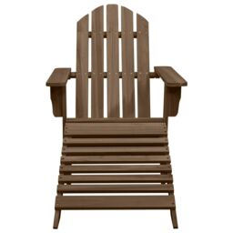 Berkfield Home Garden Chair with Ottoman Wood Brown - thumbnail 2