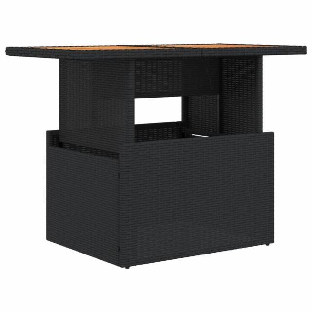 Berkfield Home Garden Table Black 100x55x73 cm Poly Rattan & Acacia Wood - Size: 100 x 55 x 73 cm - image 1