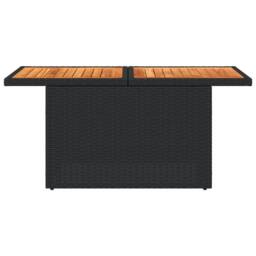 Berkfield Home Garden Table Black 100x55x73 cm Poly Rattan & Acacia Wood - Size: 100 x 55 x 73 cm - thumbnail 5
