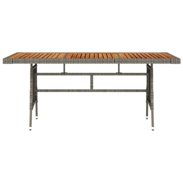 Berkfield Home Garden Table Grey 160x70x72 cm Poly Rattan & Solid Acacia Wood - Size: 160 x 70 x 72 cm - image 1