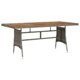 Berkfield Home Garden Table Grey 160x70x72 cm Poly Rattan & Solid Acacia Wood - Size: 160 x 70 x 72 cm - thumbnail 2