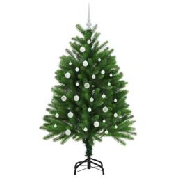 Berkfield Home Realistic Christmas Tree with 150 LEDs with Stand Green 120 cm PE - thumbnail 4