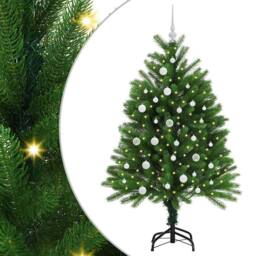 Berkfield Home Realistic Christmas Tree with 150 LEDs with Stand Green 120 cm PE - thumbnail 3