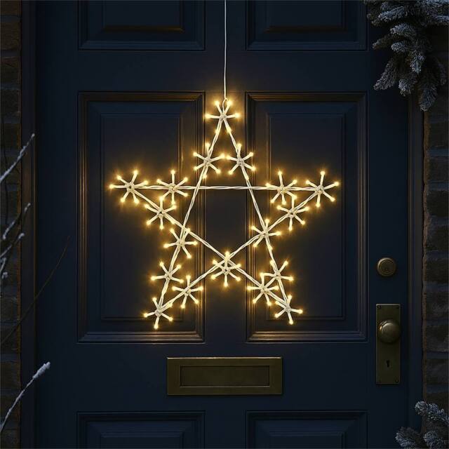 Xmas Haus 50cm 120Warm White LED Metal Star 3m Lead Outdoor - image 1