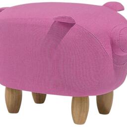 Wyld and Coco Pig Nursery Footstool Pink Fabric with Wooden Legs - thumbnail 2