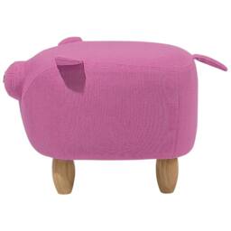 Wyld and Coco Pig Nursery Footstool Pink Fabric with Wooden Legs - thumbnail 3