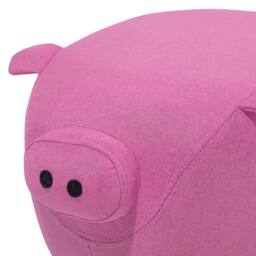 Wyld and Coco Pig Nursery Footstool Pink Fabric with Wooden Legs - thumbnail 7