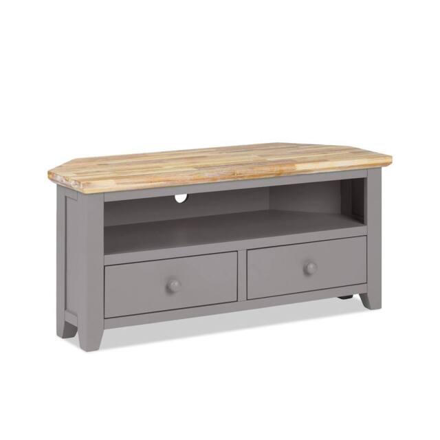 Statement Furniture Florence Corner TV Unit With 2 Drawers & Shelf in Light Grey - image 1