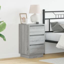 Berkfield Home Bedside Cabinet with LED Grey Sonoma 39x34.5x65 cm Engineered Wood - thumbnail 1