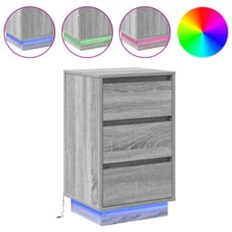 Berkfield Home Bedside Cabinet with LED Grey Sonoma 39x34.5x65 cm Engineered Wood - thumbnail 4
