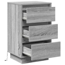 Berkfield Home Bedside Cabinet with LED Grey Sonoma 39x34.5x65 cm Engineered Wood - thumbnail 5