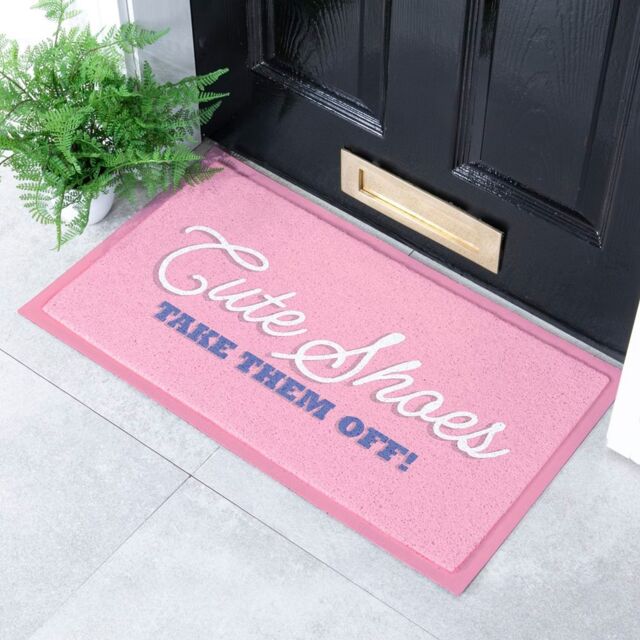 Artsy Mats Cute Shoes But Take Them Off-Indoor & Outdoor Doormat - 70x40cm in Pink - Size: 40 cm x 70 cm - image 1