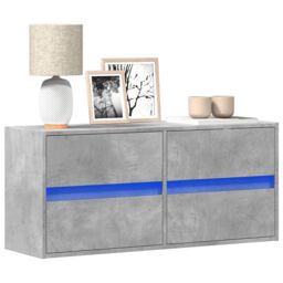 Berkfield Home TV Wall Cabinet with LED Lights Concrete Grey 100x31x45 cm - Size: 100 x 31 x 45 cm - thumbnail 1
