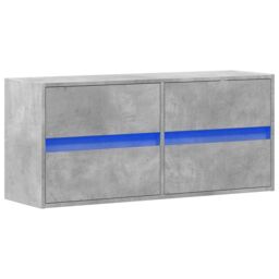 Berkfield Home TV Wall Cabinet with LED Lights Concrete Grey 100x31x45 cm - Size: 100 x 31 x 45 cm - thumbnail 3