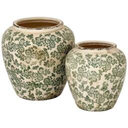 Lemon Pavilion Furniture and Decor Large Green Clover Olpe Vase - Ceramic - L28 x W28 x H29 cm - White - thumbnail 3