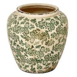 Lemon Pavilion Furniture and Decor Large Green Clover Olpe Vase - Ceramic - L28 x W28 x H29 cm - White - thumbnail 1
