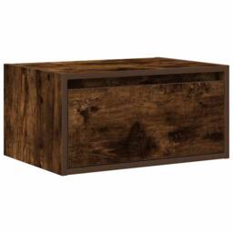 Berkfield Home Wall-mounted Bedside Cabinet with LED Lights Smoked Oak in Brown - thumbnail 6