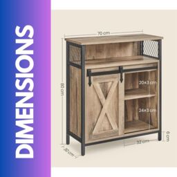 FURNOS Multipurpose Kitchen Sideboard Buffet Cabinet With Sliding Barn Door in Natural - thumbnail 4