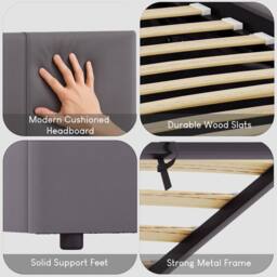 HD Designs Lisbon Small Double Ottoman Leather Bed Frame UKFR Fabric in Grey - thumbnail 5