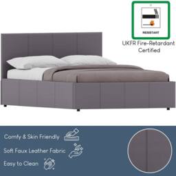 HD Designs Lisbon Small Double Ottoman Leather Bed Frame UKFR Fabric in Grey - thumbnail 3