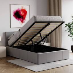 HD Designs Lisbon Small Double Ottoman Leather Bed Frame UKFR Fabric in Grey - thumbnail 7