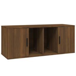 Berkfield Home TV Cabinet Brown Oak 100x35x40 cm Engineered Wood - Size: 100 x 35 x 40 cm - thumbnail 3