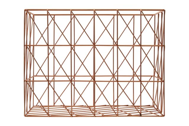 Orsina Stylish Copper Finish Cross Design Wire Basket, Functional Wireframe Basket For Kitchen, High Quality Basket in Gold - image 1