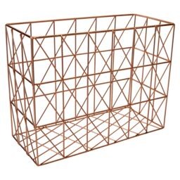 Orsina Stylish Copper Finish Cross Design Wire Basket, Functional Wireframe Basket For Kitchen, High Quality Basket in Gold - thumbnail 2