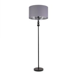 ValueLights Marissa Grey & Chrome Shade with Black Stacked Ball Floor Lamp with LED Bulb - thumbnail 2