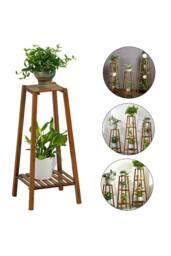 Garden Sanctuary Vintage Tiered Indoor Plant Stand Solid Wood Display Shelf in Brown - thumbnail 5