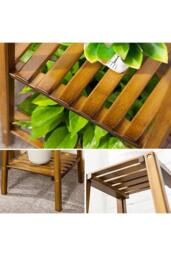 Garden Sanctuary Vintage Tiered Indoor Plant Stand Solid Wood Display Shelf in Brown - thumbnail 7