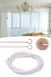 Neel Blue 4 Metres Curtain Wire with 12pcs Hooks, Net Curtain Cord in White - thumbnail 3