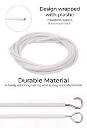 Neel Blue 4 Metres Curtain Wire with 12pcs Hooks, Net Curtain Cord in White - thumbnail 4