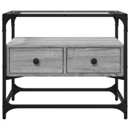 Berkfield Home TV Cabinet with Glass Top Grey Sonoma 60x35x51 cm Engineered Wood - Size: 60 x 35 x 51 cm - thumbnail 4