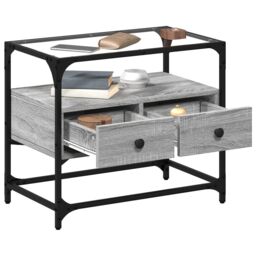 Berkfield Home TV Cabinet with Glass Top Grey Sonoma 60x35x51 cm Engineered Wood - Size: 60 x 35 x 51 cm - thumbnail 3