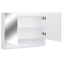 Berkfield Home LED Bathroom Mirror Cabinet White 80x15x60 cm MDF - Size: 80 x 15 x 60 cm - thumbnail 5