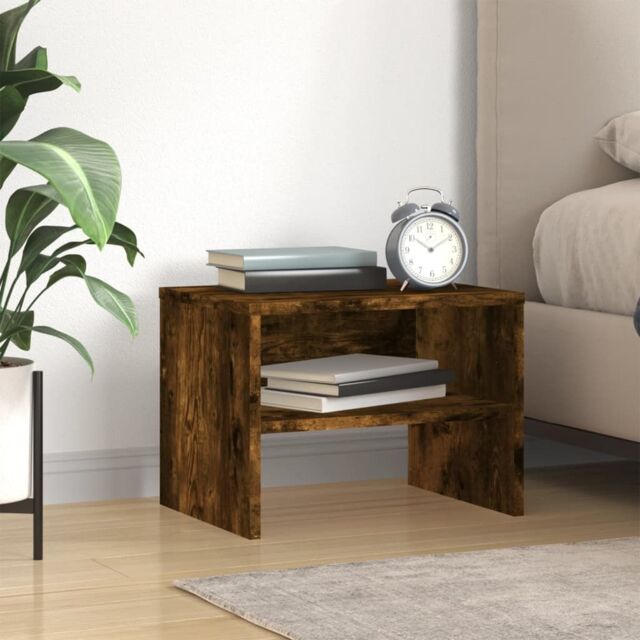 Berkfield Home Bedside Cabinet Smoked Oak 40x30x30 cm Engineered Wood in Brown - Size: 40 x 30 x 30 cm - image 1